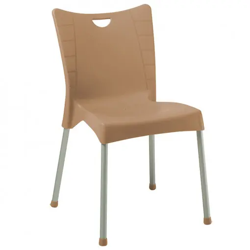 Scaun exterior Crafted plastic culoare cappuccino, picior de aluminiu Reducere