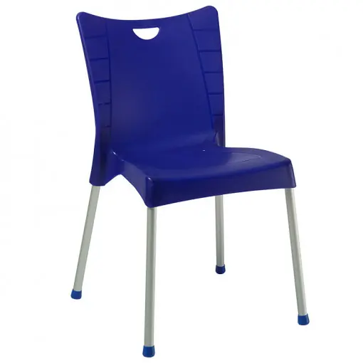 Scaun exterior Crafted plastic culoare albastru inchis - picior de aluminiu Expediere rapidă