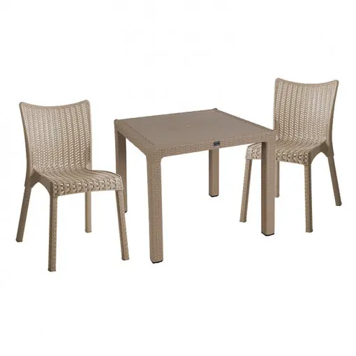 Comandă acum Set de gradina masa si scaune Explore, Confident set 3 piese plastic cappuccino 90x90x73.5 cm