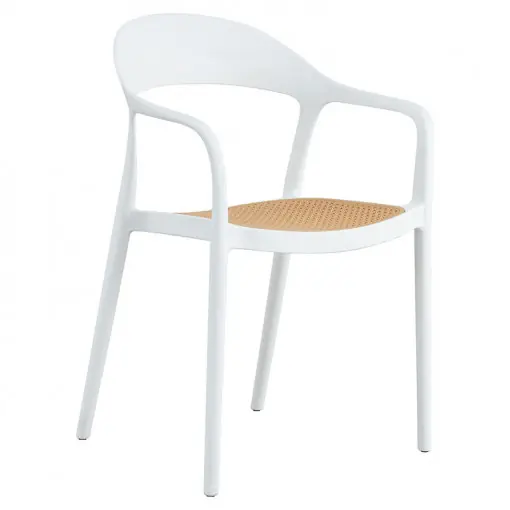 Plată securizată Scaun exterior Ember cu protectie UV plastic bej-alb 52.5x56.5x81cm