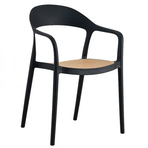 Scaun exterior Ember cu protectie UV plastic bej-negru 52.5x56.5x81cm Bestseller