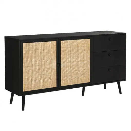 Ofertă specială Comoda Model Oslo, Negru/Natur, 150x39x79 cm