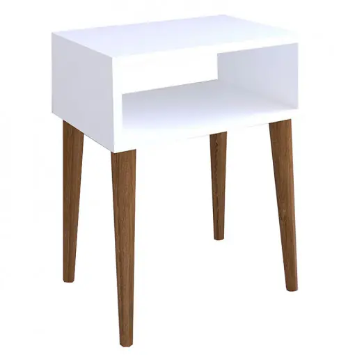 Reducere de preț Noptiera Model Tyler, Nuc/Alb, 45x30x60cm