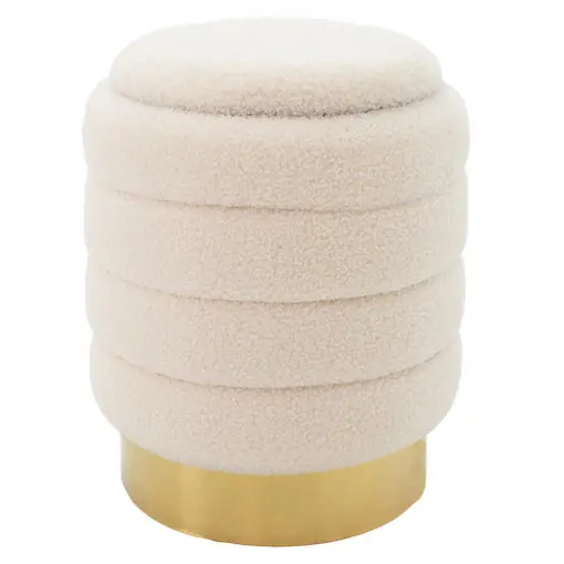 Reducere extra Taburet hol cufar cu spatiu de depozitare Dazzle boucle crem - auriu D36x44cm