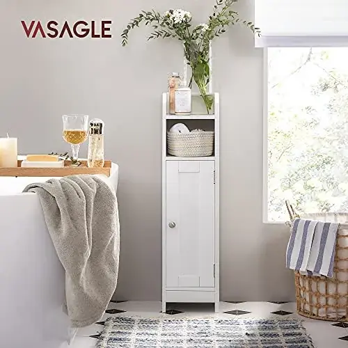 Livrare rapidă Dulap de depozitare pentru baie, Vasagle, Alb, 20x18x80 cm