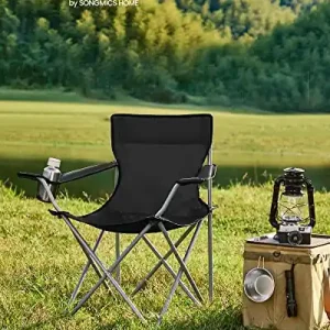Popular Set 2 scaune camping pliabil, Songmics, Negru, 84x52x81 cm