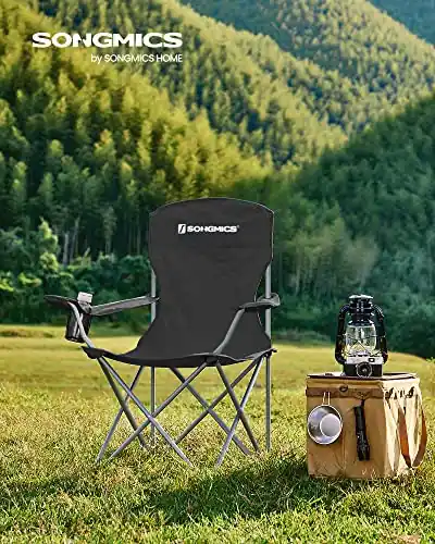 Ofertă Set 2 scaune de camping, Songmics, Negru, 76x51.5x95.5 cm