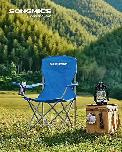 Ofertă de sezon Set 2 scaune de camping, Songmics, Albastru, 76x51.5x95.5 cm