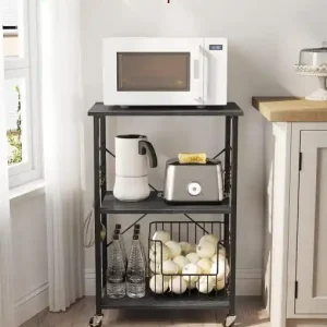 Raft pentru bucatarie Model Edison, Negru, 60x40x84 cm Reducere specială