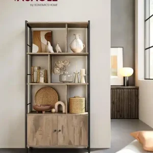Biblioteca Vasagle, Model Astrid, 154.5x74x30 cm, Caramel Reducere