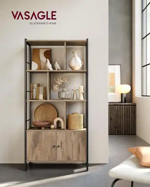 Biblioteca Vasagle, Model Astrid, 154.5x74x30 cm, Caramel Reducere