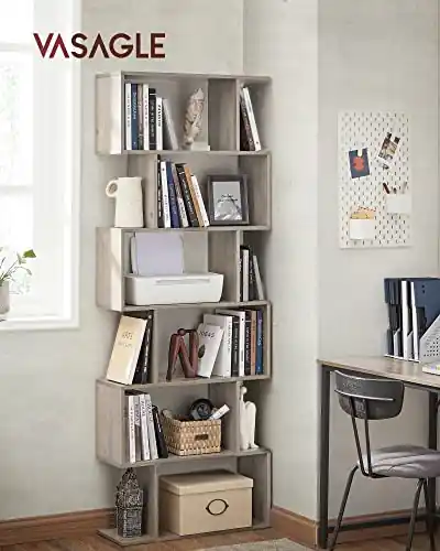 Preț redus Biblioteca Vasagle, Model Calum, 70x24x190.5 cm, Bej