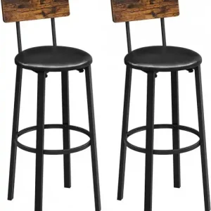 Set 2 scaune de bar Model Daphne, Maro rustic/Negru, 40.1x44.2x100.5 cm Cumpărături sigure