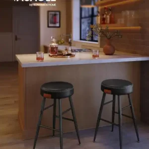 Livrare rapidă Set 2 scaune de bar Model Emberly, Negru, 49.5x49.5x63 cm