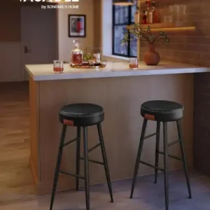 Set 2 scaune de bar Model Emberly, Negru, 51.6x51.6x75 cm Chilipir