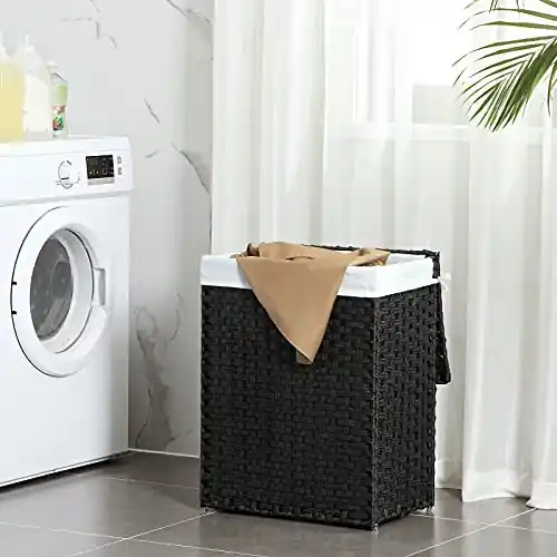 Ofertă exclusivă Cos de rufe, Songmics, Negru, 45.5x32x61 cm