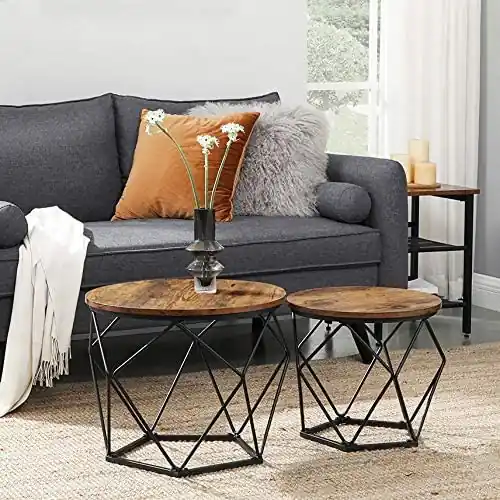 Set 2Masute de Cafea Model Brianna, 50x50x40 cm, Maro/Negru Cel mai bun preț