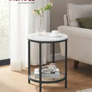 Masuta de Cafea Model Jazmine, 45x45x55 cm, Negru, Blat Sticla securizata Reducere