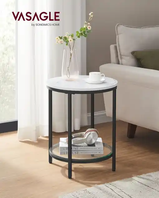 Masuta de Cafea Model Jazmine, 45x45x55 cm, Negru, Blat Sticla securizata Reducere