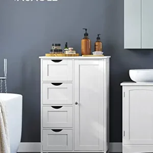Dulap de depozitare pentru baie, Vasagle, Alb, 55x30x81 cm Bestseller