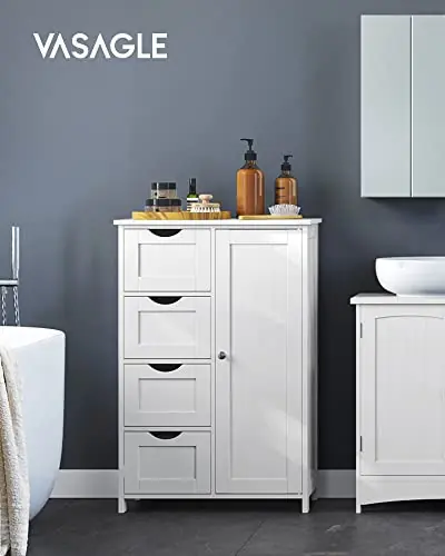 Dulap de depozitare pentru baie, Vasagle, Alb, 55x30x81 cm Bestseller