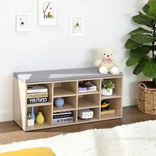Banca cu suport pantofi Model Kace, Natural / Gri, 104x30x48 cm Calitate înaltă