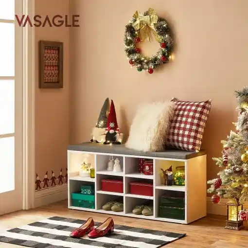 Banca cu suport pantofi Model Ryleigh, Alb, 104x30x48 cm Ofertă