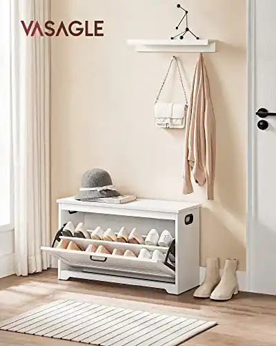 Banca cu suport pantofi Model Salem, Alb, 80x30x46 cm Doar azi