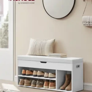 Calitate înaltă Banca cu suport pantofi Model Luca, Alb, 100x30x44 cm