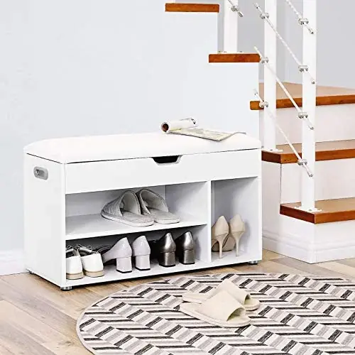 Livrare expres Banca cu suport pantofi Model Cesar, Alb, 80x44x30 cm
