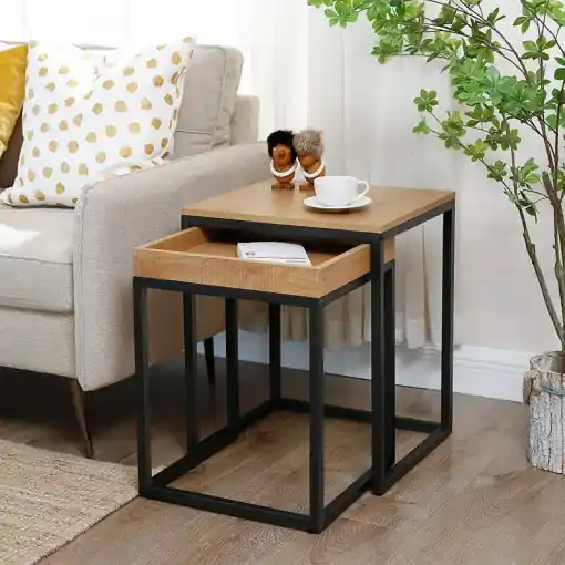 Bestseller Set 2 Masute de Cafea Model Scarlett, 45x40x55/40x38x51 cm, Maro