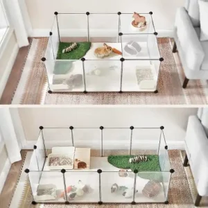 Ofertă limitată Tarc pentru animale de companie, modular, , Songmics, Alb, 125x63x42 cm