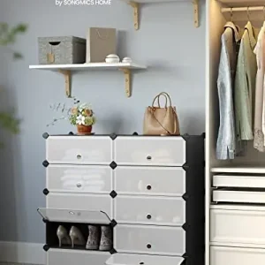 Set 10 cuburi din plastic pentru depozitare, Songmics, Negru, 43x31x173 cm Calitate înaltă
