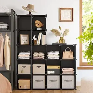 Sistem de depozitare modular, 15 cuburi Model Marcos, Negru, 123x31x123 cm Lichidare de stoc