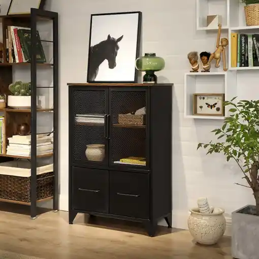 Comoda Model Gael, Maro/Negru, 70x33x100 cm Ofertă