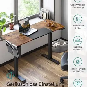 Cel mai bun preț Cadru pentru Birou Songmics, model Jennifer, 140x72-120x60 cm, Maro antichizat/Negru