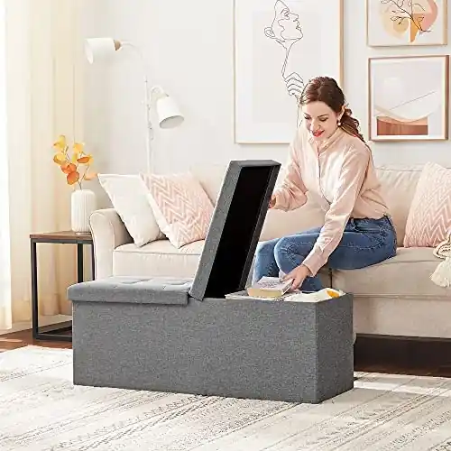 Banca hol tip Cufar Model Kyson, Gri, 110x38x38 cm Ofertă de sezon