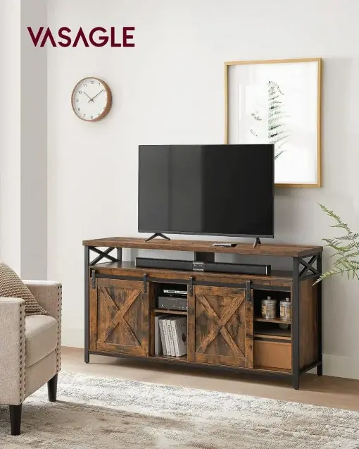 Preț redus Comoda TV Vasagle, Model Castillo, 147x40x76 cm, Maro/Negru