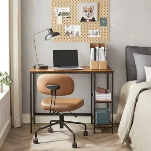 Reducere extra Birou cu Rafturi Vasagle, model Chana, 100x75x50 cm, Maro/ Negru