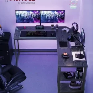 Birou Gaming Vasagle, model Colin, 138x76x138 cm, Negru Cel mai vândut