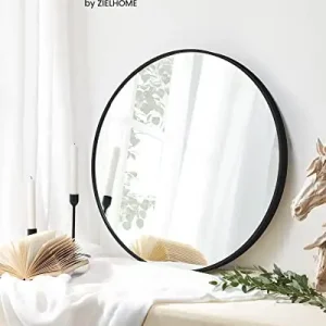 Preț mic Oglinda rotunda, Songmics, Negru, 61x61x3.6 cm