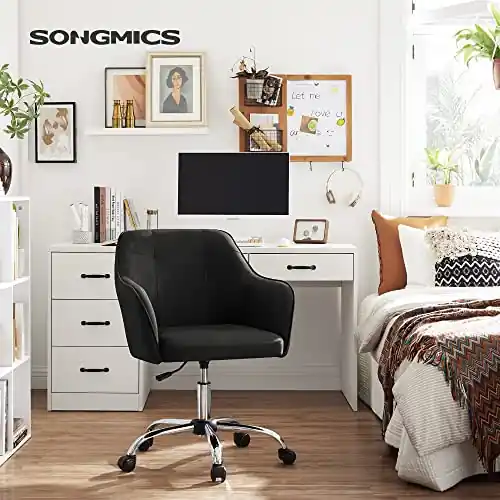 Scaun de birou, Songmics, Negru, 65x69x(83-93) cm Ofertă