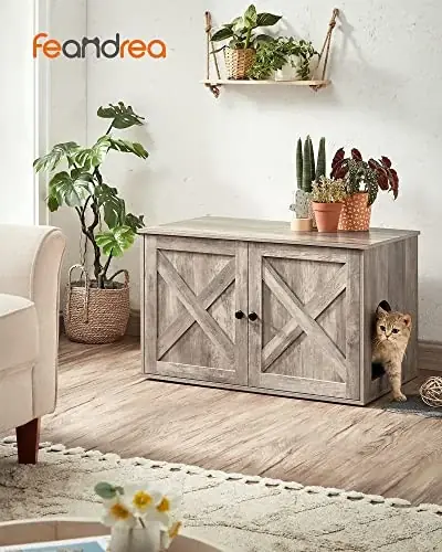Litiera pentru pisici, Feandrea, Gri, 80x53x50 cm Chilipir