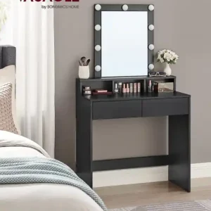 Cumpără online Masa de Toaleta cu oglinda Model Emery, Negru, 80x40x145 cm