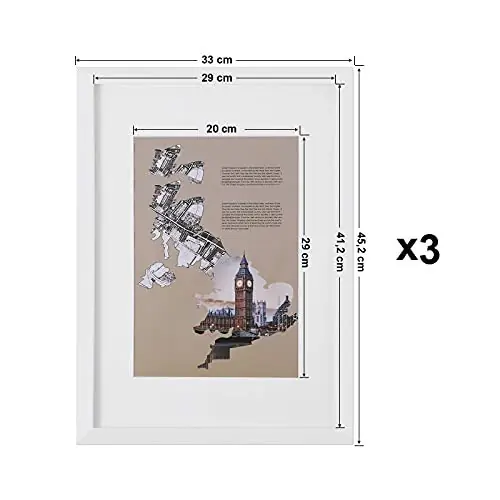 Set 3 rame foto, Songmics, Alb, 33x45.2x1.8 cm Preț redus