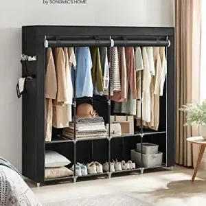 Dulap pentru haine, Songmics, Negru, 170x45x167 cm Livrare rapidă