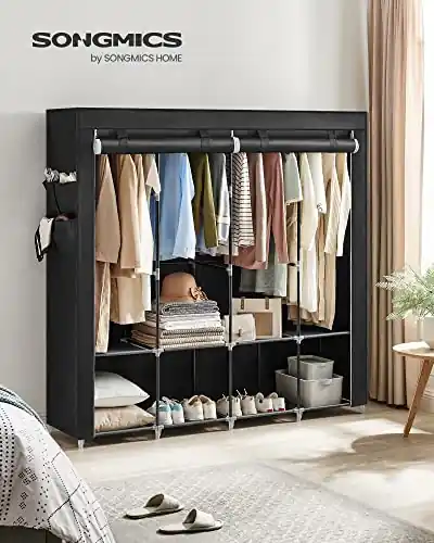 Dulap pentru haine, Songmics, Negru, 170x45x167 cm Livrare rapidă