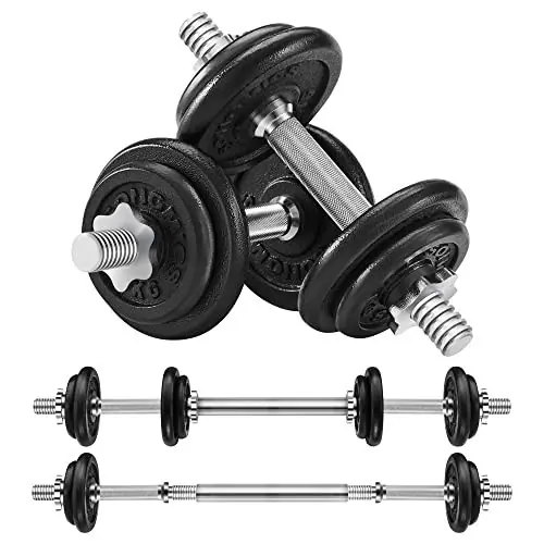 Promoție Set gantera modulara 2 x 10 kg, Songmics, Negru, 35x16x16 cm