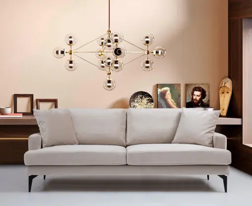 Preț promoțional Canapea 2 locuri Leyla Gri deschis 180x63 cm