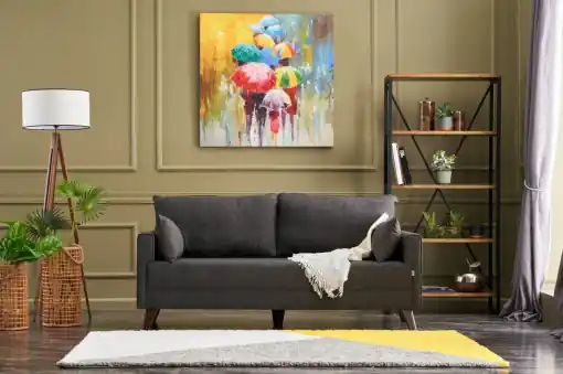 Canapea 2 locuri Safa Negru 179x50 cm Reducere